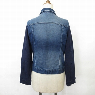 バンヤードストーム Barnyardstorm ジャケット G ジャン ニットデニム 別布 スウェット リブ エルボパッチ ステンカラードット釦 加工 綿 ブルー 青 1 レディース 135 ベクトルパーク