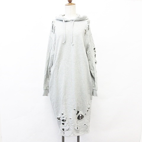 ディーゼル DIESEL ワンピース 長袖 フード ダメージ加工 ひざ下丈  