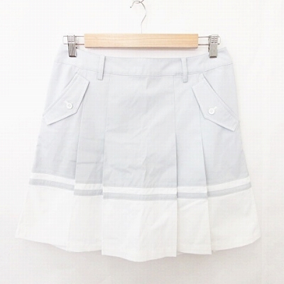 マンシングウェア Munsingwear スポーツ ウエア ゴルフ スカート プリーツスカート ミニ丈 配色 切替 フラップ ポケット 別布 刺繍 グレー 白 11 レディース 135 ベクトルパーク