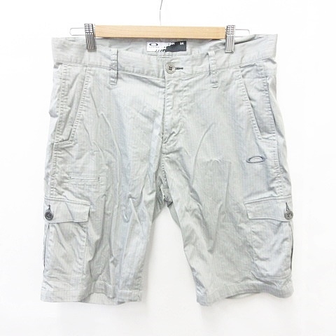 オークリー Oakley ハーフパンツ カーゴ ゴルフウェア ロゴ 刺繍 ストレッチ ストライプ 綿 グレー 34 メンズ 135 ベクトルパーク