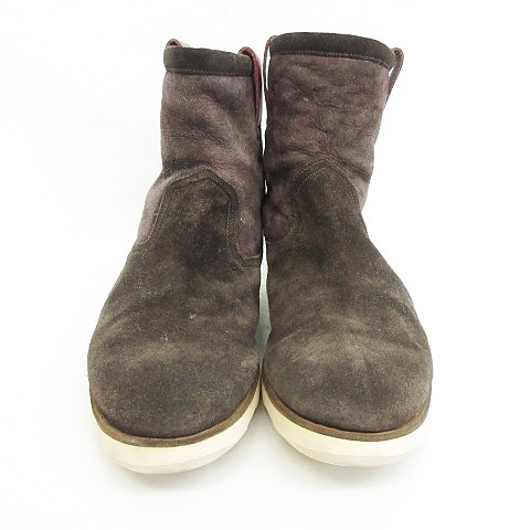 ポールスミス Paul Smith Vibram ブーツ ショートブーツ スエード ムートン ボア レザー 裏起毛 茶 焦茶 ブラウン 赤 エンジ 42 メンズ 135 ベクトルパーク