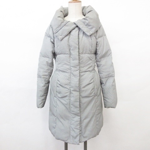 Cp Cube シーピーキューブ コート ダウンコート ロング チェック タック襟 ジップアップ 比翼 ポケット ギャザー ベルト 黒 白 9ar レディース 135 ベクトルパーク