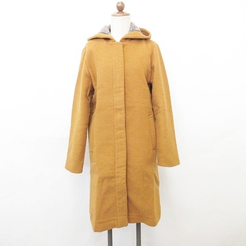 イーハイフンワールドギャラリー E Hyphen World Gallery コート ロング丈 フード ジップアップ 比翼 ウール混 茶 キャメル F レディース 135 2100 ベクトルパーク