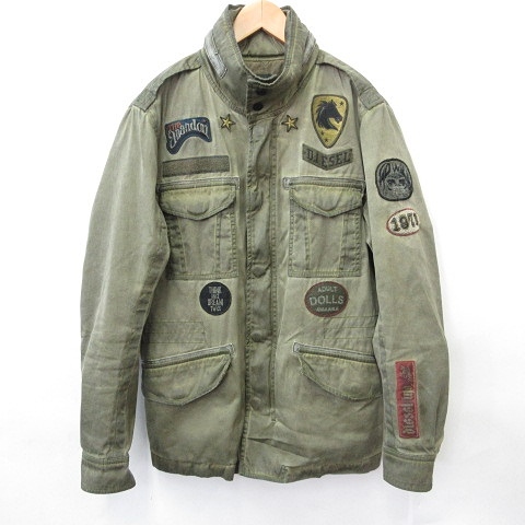 ディーゼル DIESEL ミリタリージャケット 長袖 ジップアップ ドット釦 