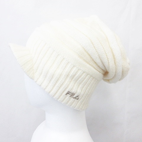 フィラ Fila 小物 帽子 ニット帽 ニットキャップ ゴルフ ロゴ刺繍 つば有り ホワイト 白 アイボリー Free メンズ レディース 135 ベクトルパーク