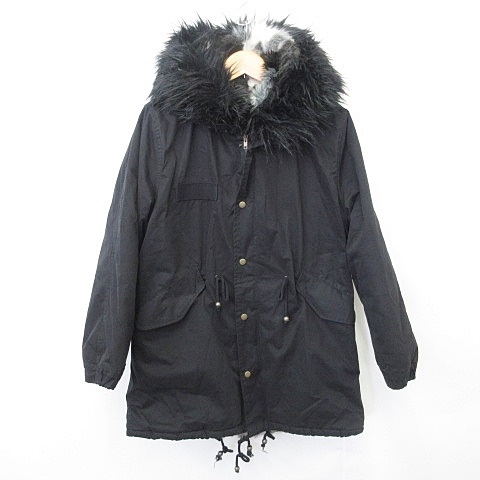 Daily Top Note モッズコート 長袖 ジップアップ スタンドカラー フェイクファー ドット釦 黒 白 グレー ブラック ホワイト メンズ 135 ベクトルパーク