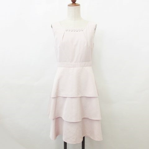 ジルバイジルスチュアート Jill By Jillstuart ワンピース ひざ丈 ノースリーブ クルーネック ビジュー テープ リボン タック ティアード フレアースカート ピンク M レディース 135 ベクトルパーク