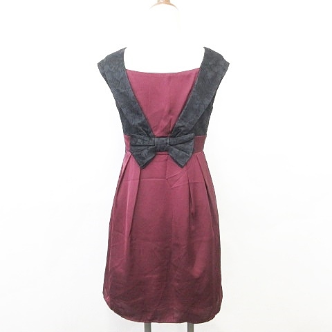 ルビーリベット Rubyrivet ワンピース パーティー 2次会 ノースリーブ ドッキング レース リボン ギャザー 赤 黒 34 レディース 135 ベクトルパーク