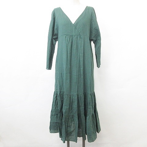 フレイアイディー Fray I D ワンピース 長袖 カシュクール ロング丈 ティアード キャミワンピ付 綿 リネン 緑 グリーン F レディース 135 ベクトルパーク フレイアイディー Fray I D ワンピース 長袖 カシュクール ロング丈 ティアード キャミワンピ付 綿 リネン 緑 グリーン F レディース 135 ベクトルパーク
