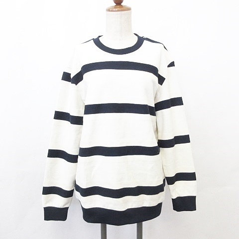 ザラ Zara トレーナー 長袖 丸首 ボーダー リブ ベージュ 黒 S レディース 135 ベクトルパーク