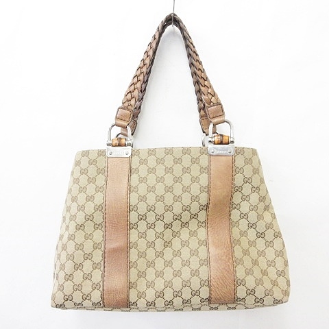グッチ GUCCI トートバッグ ショルダー バンブー 編み込み GG 