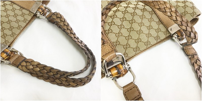 グッチ GUCCI トートバッグ ショルダー バンブー 編み込み GG 