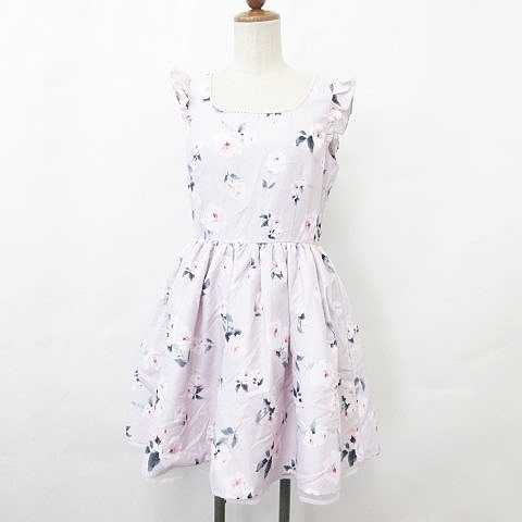 アンクルージュ Ank Rouge ワンピース ひざ丈 ノースリーブ レース 花柄 ラベンダー ピンク パープル 白 ホワイト グレー M レディース 135 ベクトルパーク