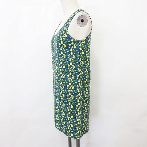 マウジー Moussy ワンピース ミニ Aライン ノースリーブ 丸首 プルオーバー 花柄 ネイビー 青 ブルー 緑 グリーン 黄 イエロー 1 レディース 135 ベクトルパーク