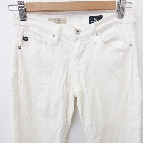 エージーバイアクアガール Ag By Aquagirl パンツ スキニー ロング コーデュロイ ストレッチ ロゴ レザー 綿 白 ホワイト レディース 135 ベクトルパーク