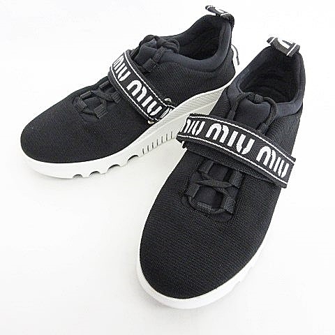 ミュウミュウ miumiu スニーカー 厚底 レースアップ マジックテープ  