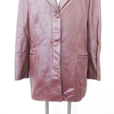 ロエベ LOEWE レザージャケット 長袖 テーラード シングル 比翼 ワイン