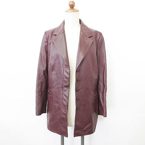 ロエベ LOEWE レザージャケット 長袖 テーラード シングル 比翼 ワイン