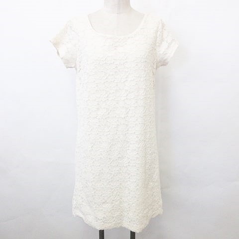 プロポーション ボディドレッシング Proportion Body Dressing ワンピース 半袖 丸首 ひざ丈 刺繍 レース 花柄 白 クリーム 2 レディース 135 ベクトルパーク