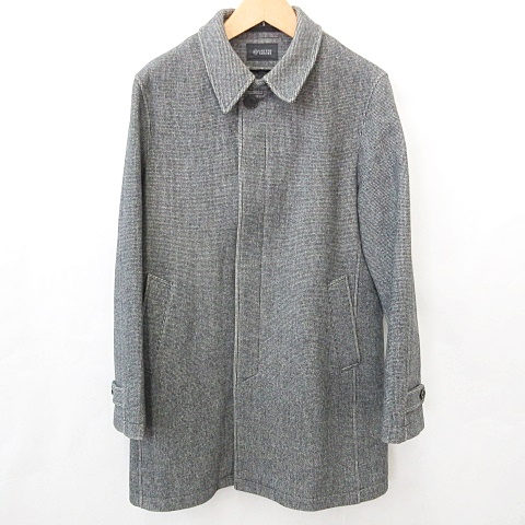 ユナイテッドアローズ United Arrows ステンカラーコート ロング丈 比翼 千鳥柄 ウール 黒 白 ブラック ホワイト Xl メンズ 135 ベクトルパーク