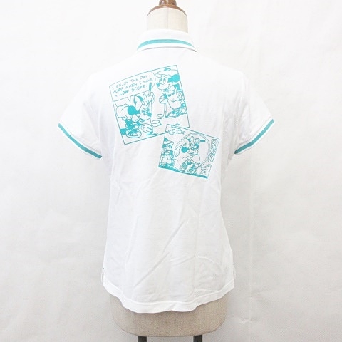 マンシングウェア Munsingwear ディズニー スポーツ Disney Sport ゴルフ シャツ ポロシャツ 半袖 プリント ロゴ 刺繍 鹿の子 ホワイト 白 L レディース 135 ベクトルパーク