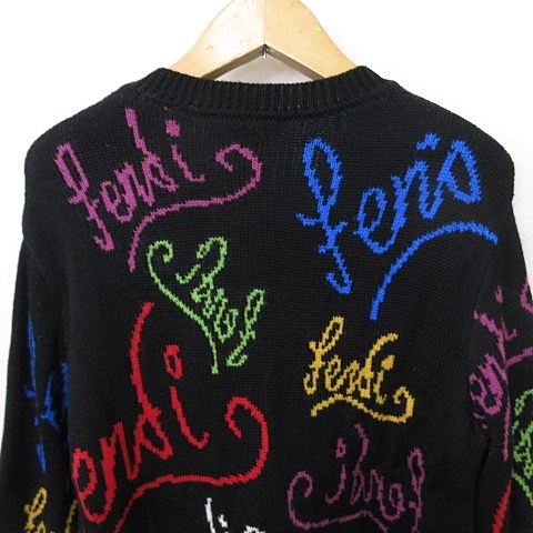 フェンディ FENDI 21AW ニット セーター ロゴ 英字 ウール ブラック 黒 
