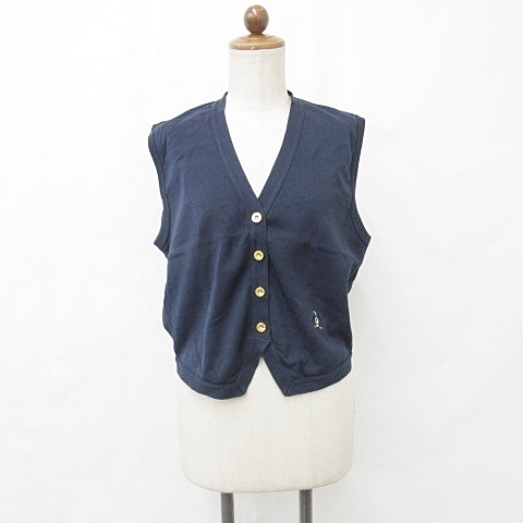 マンシングウェア MUNSINGWEAR ベスト ニット ゴルフ 前あき ロゴ V