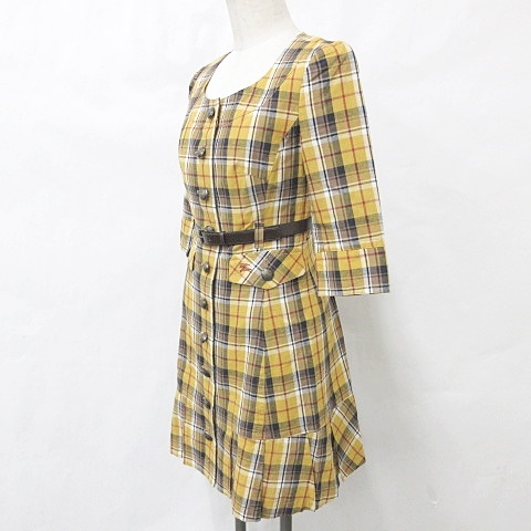 BURBERRY BLUE LABEL チェック柄キュロット 黄色 裏地付き36 BURBERRY BLUE LABEL チェック柄キュロット 黄色 裏地付き36