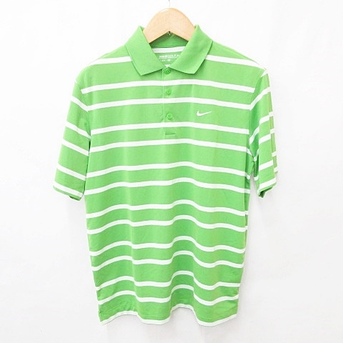 ナイキゴルフ NIKE GOLF ゴルフ ポロシャツ 半袖 ロゴ ボーダー 緑 白 