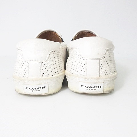 コーチ COACH スリッポン パンチング ロゴ ホワイト ブラック 白 黒 