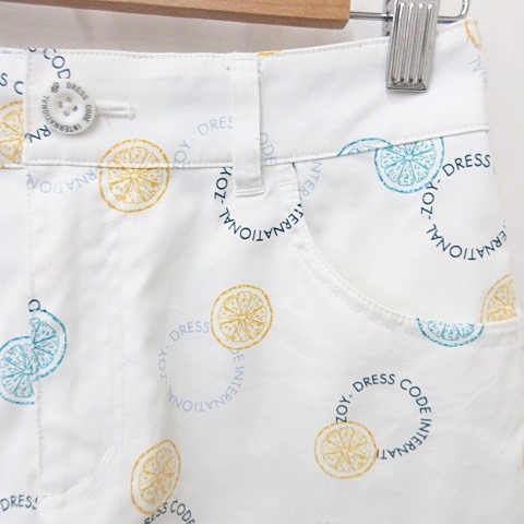 ゾーイ ZOY ゴルフ パンツ ショートパンツ ロゴ 文字 総柄 白 ホワイト