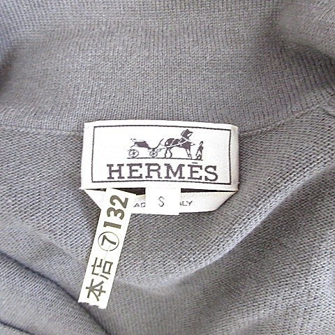 エルメス HERMES ニット セーター 長袖 ハーフジップ 配色 カシミヤ 綿 