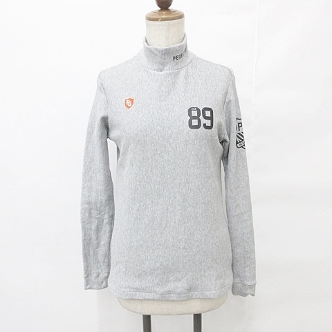 パーリーゲイツ 長袖ハイネックシャツ グレーネイビー×パープル 