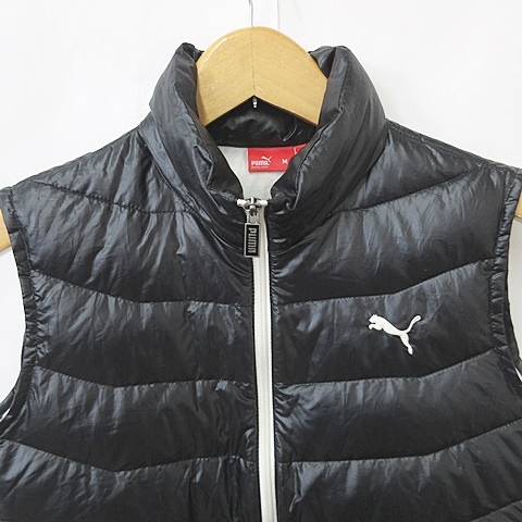 プーマ PUMA ダウンベスト ゴルフ フリース 軽量 ジップアップ ロゴ 黒