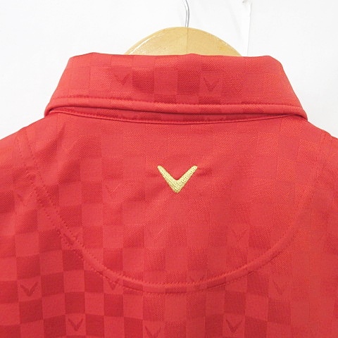 キャロウェイ CALLAWAY ゴルフ ポロシャツ 半袖 チェック柄 刺繍 赤