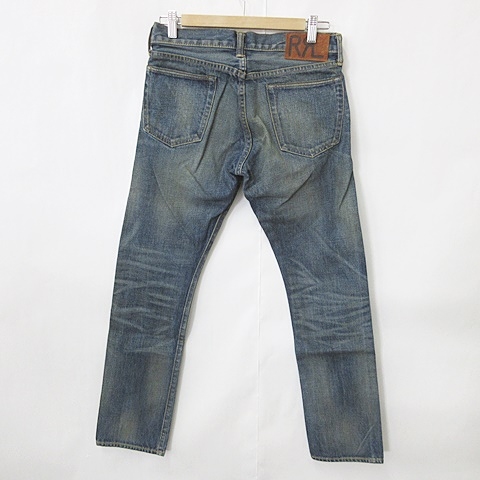 ダブルアールエル RRL パンツ デニム ジーンズ ロング ユーズド加工 29 青 ライトブルー /CT レディース