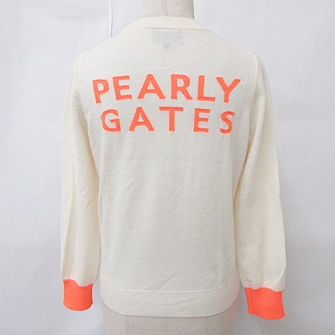PEARLY GATES - パーリーゲイツ ゴルフ ニット セーター 長袖 ウール アイボリー グレー 0 パーリーゲイツ セーター 白×黒 UFOキャッチャー ニット ウール