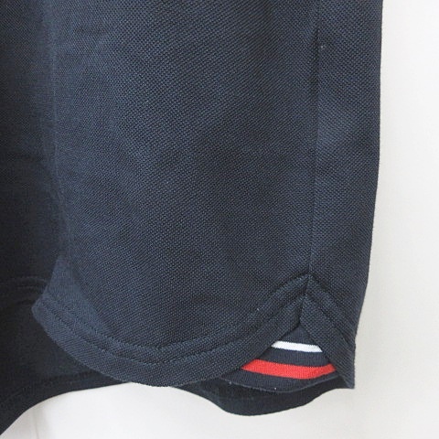 美品✨️マンシングウェア 刺繍ポロシャツ ネイビー チェック柄 半袖 　LL マンシングウェア Munsingwear 地柄ジャカード半袖ポロシャツ