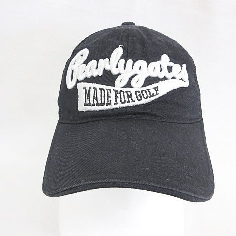 美品 正規品 パーリーゲイツ PEARLY GATES ゴルフ キャップ 帽子 メッシュ 半メッシ ホワイト PEARLY GATES パーリーゲイツ キャップ 黒×白 一部メッシュ