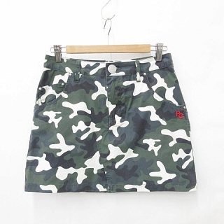 新品 パーリーゲイツ ミニスカート 迷彩柄 カモフラ ホワイト PEARLY