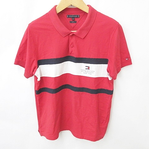 トミーヒルフィガー TOMMY HILFIGER ポロシャツ 半袖 ロゴ 文字 ライン 