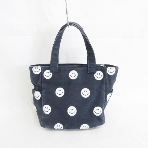 パーリーゲイツ カートバッグ 白×ネイビー ロゴ総柄 ゴルフ PEARLY