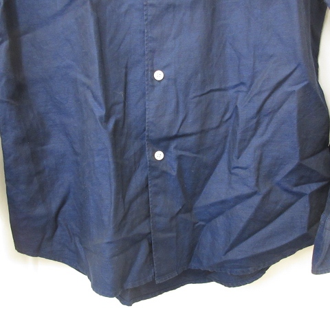 未使用 EDIFICE エディフィス 柔らかカシミア混シャツ 46 インディゴブルー エディフィス EDIFICE TESSITURA MONTI テッシトゥーラモンティ シャツ