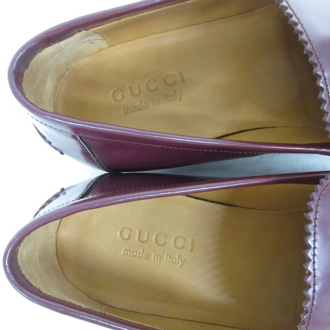 【中古】グッチ GUCCI ロファー ローファー ペニーローファー スリッポン レザー 233489 ボルドー レッド 6 1/2 グッチ GUCCI ロファー コインローファー ペニーローファー スリッポン