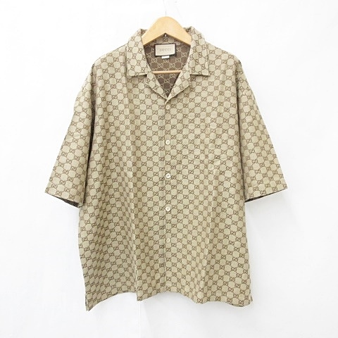 グッチ GUCCI リネンブレンド キャンバスシャツ 半袖 Linen Blend 