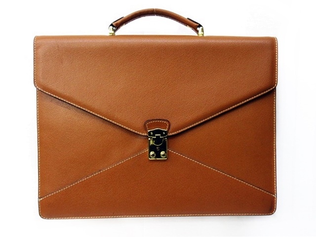 ランセル LANCEL レザーブリーフバッグ ビジネスバッグ レザー 茶系 