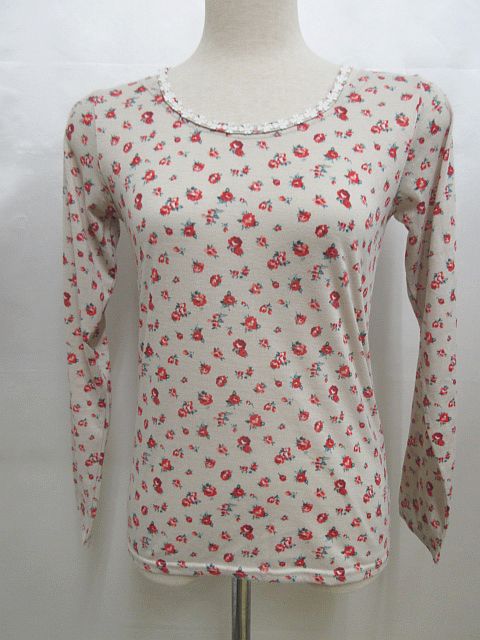 アフリカタロウ Tシャツ カットソー 長袖 花柄 ベージュ系 中古 138 ベクトルパーク