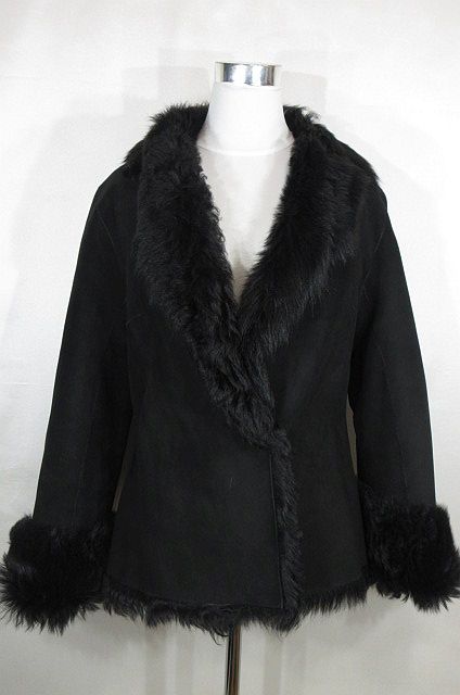 ノーベスパジオ NOVESPAZIO ジャケット 毛皮 ムートン 無地 黒 38