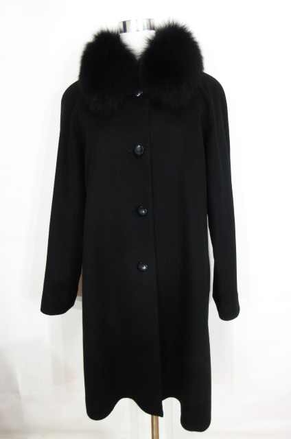 エンチャリオット EMCHARIOT コート ロング カシミヤ混 つけ襟 ファー  