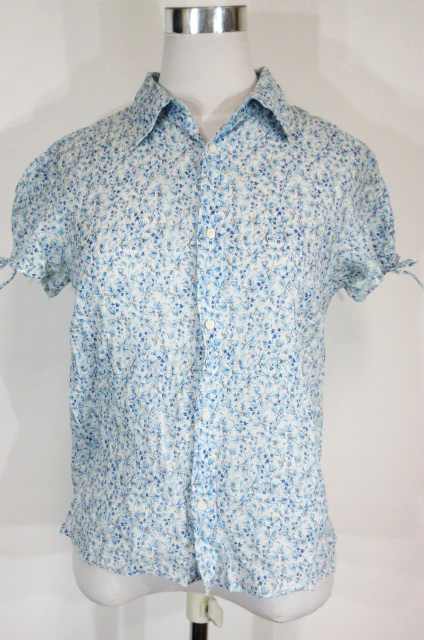 未使用品 ズッカ Zucca シャツ ブラウス コットン 半袖 小花柄 青系 M レディース 138 ベクトルパーク